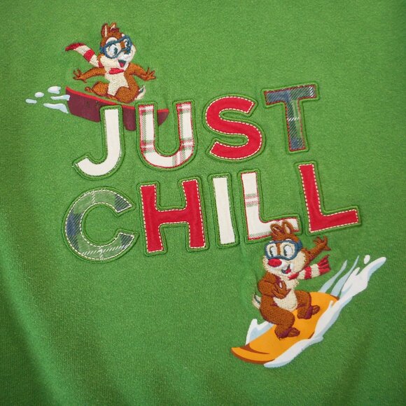 Disney Parks Kids sz 5/6 Just Chill Chip & Dale Embroidered Christmas Sweatshirt - Picture 7 of 10